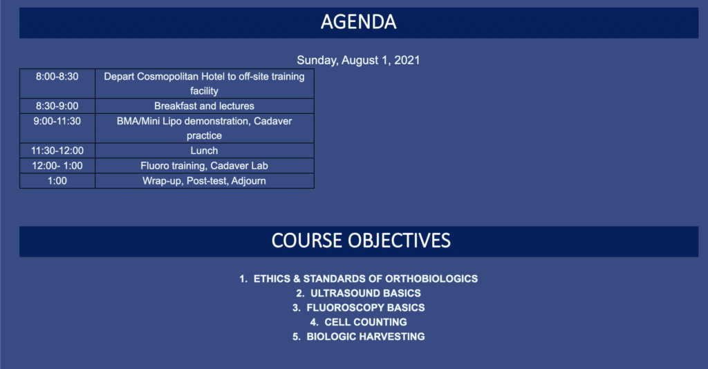 Live Orthobiologics and MSK Ultrasound Training Opportunity July 29-August 1, 2021 in Vegas!